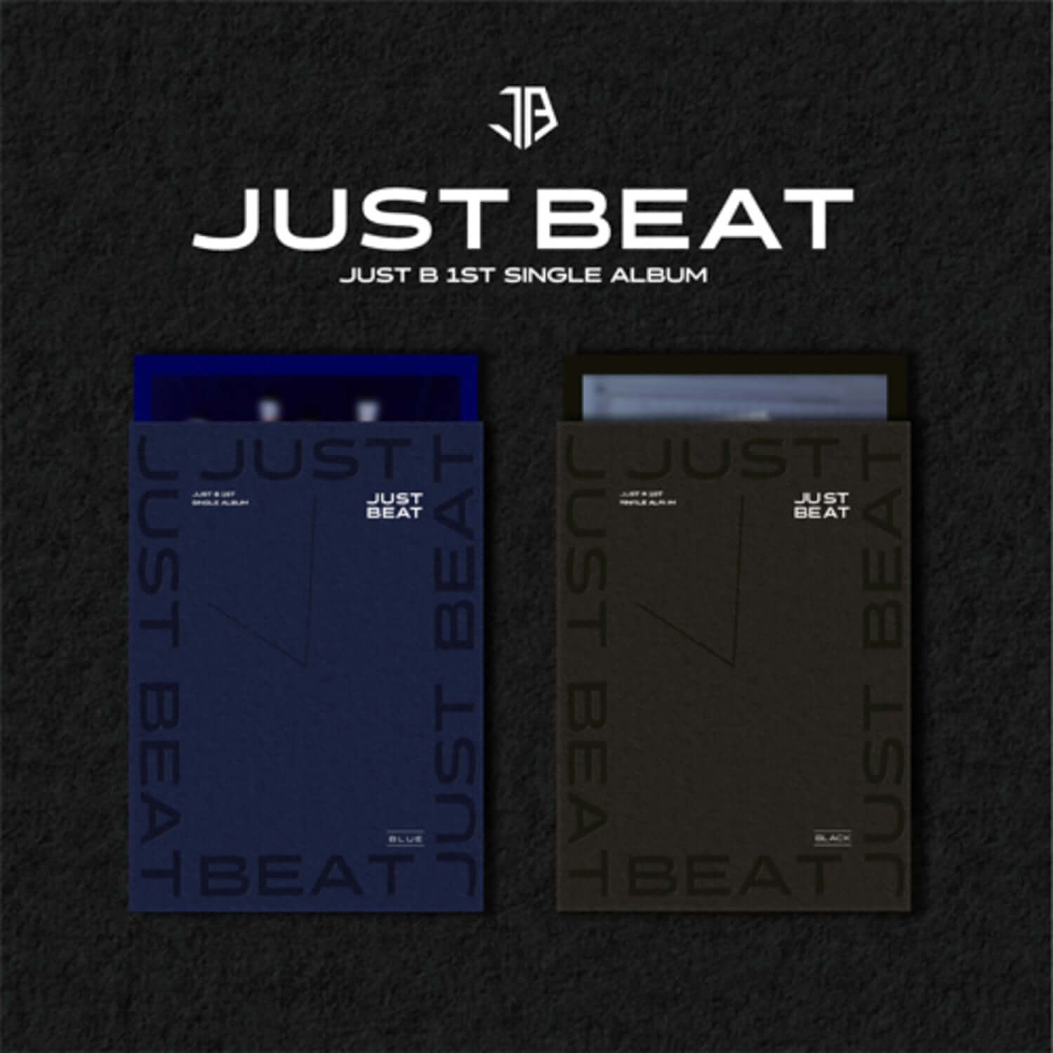 JUST B - [JUST BEAT] (SET) - Album Kpop : coffret des versions, visuel packs Just Beat de JUST B, fonds sombre.