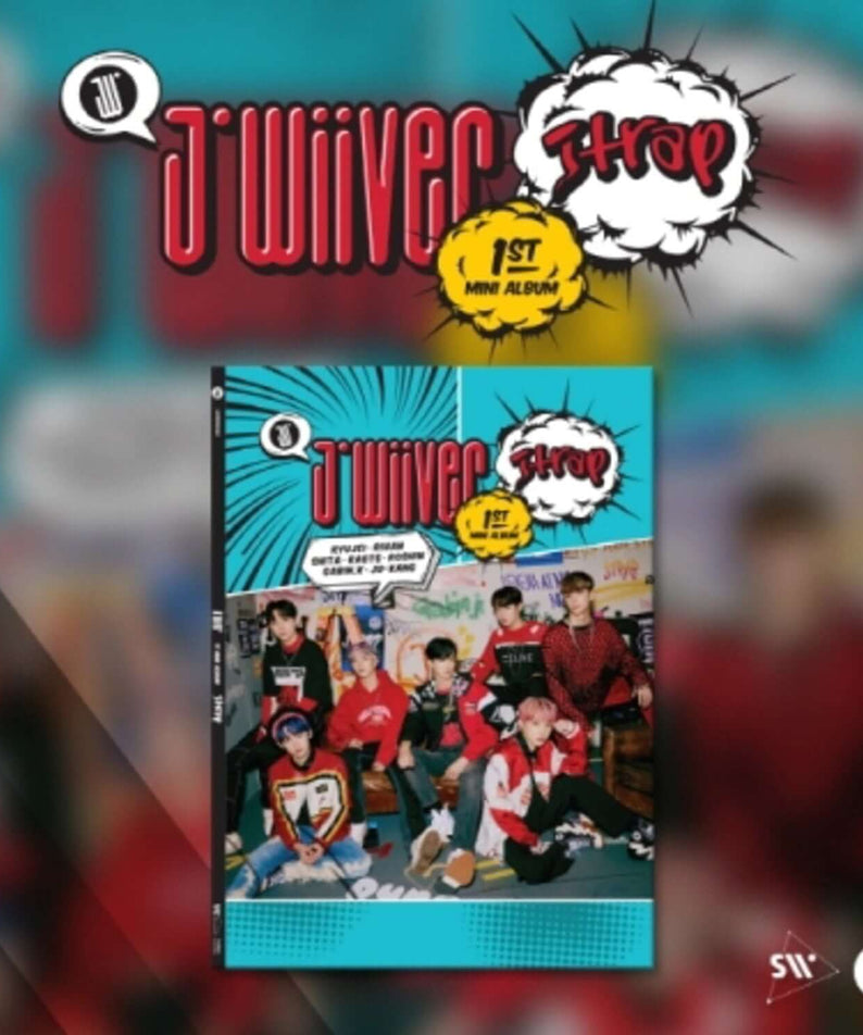 JWIIVER - 1st Album [Jtrap] - Album Kpop : jaquette du groupe JWIIVER, visuel coloré et personnages sur fond bleu.