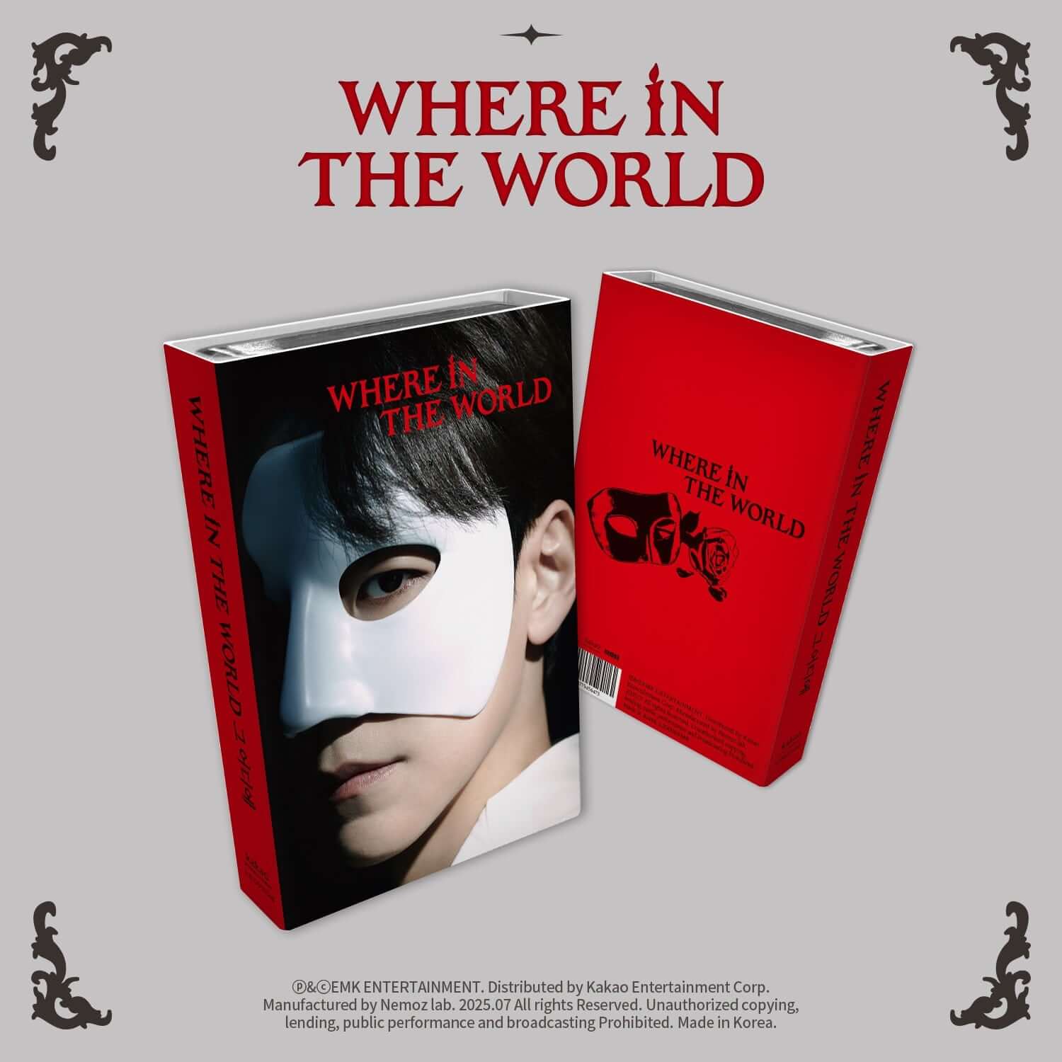 KAI - [ (Where In The World)] (NEMO) (PHANTOM VER.) : album Kpop, visuel de couverture rouge et noir sur fond clair.