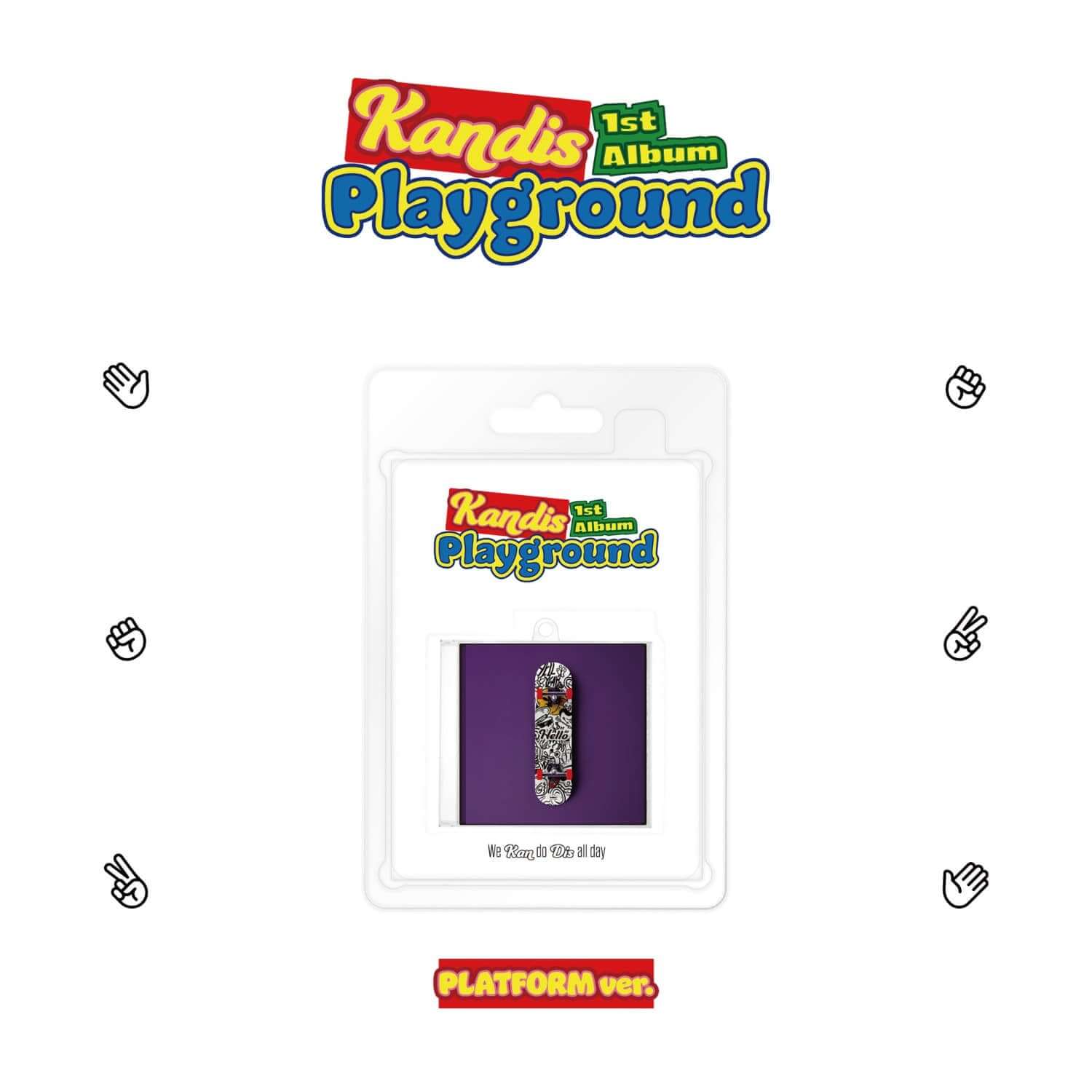 KANDIS - 1st Album [Playground] (Platform ver.) - Album Kpop, visuel boîtier et jaquette sur packaging blanc.
