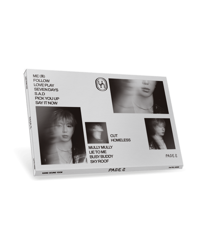 KANG SEUNG YOON - 2nd FULL ALBUM [PAGE 2] INTRO ver. - Album Kpop, visuel pochette Page 2 avec portrait sur fond noir