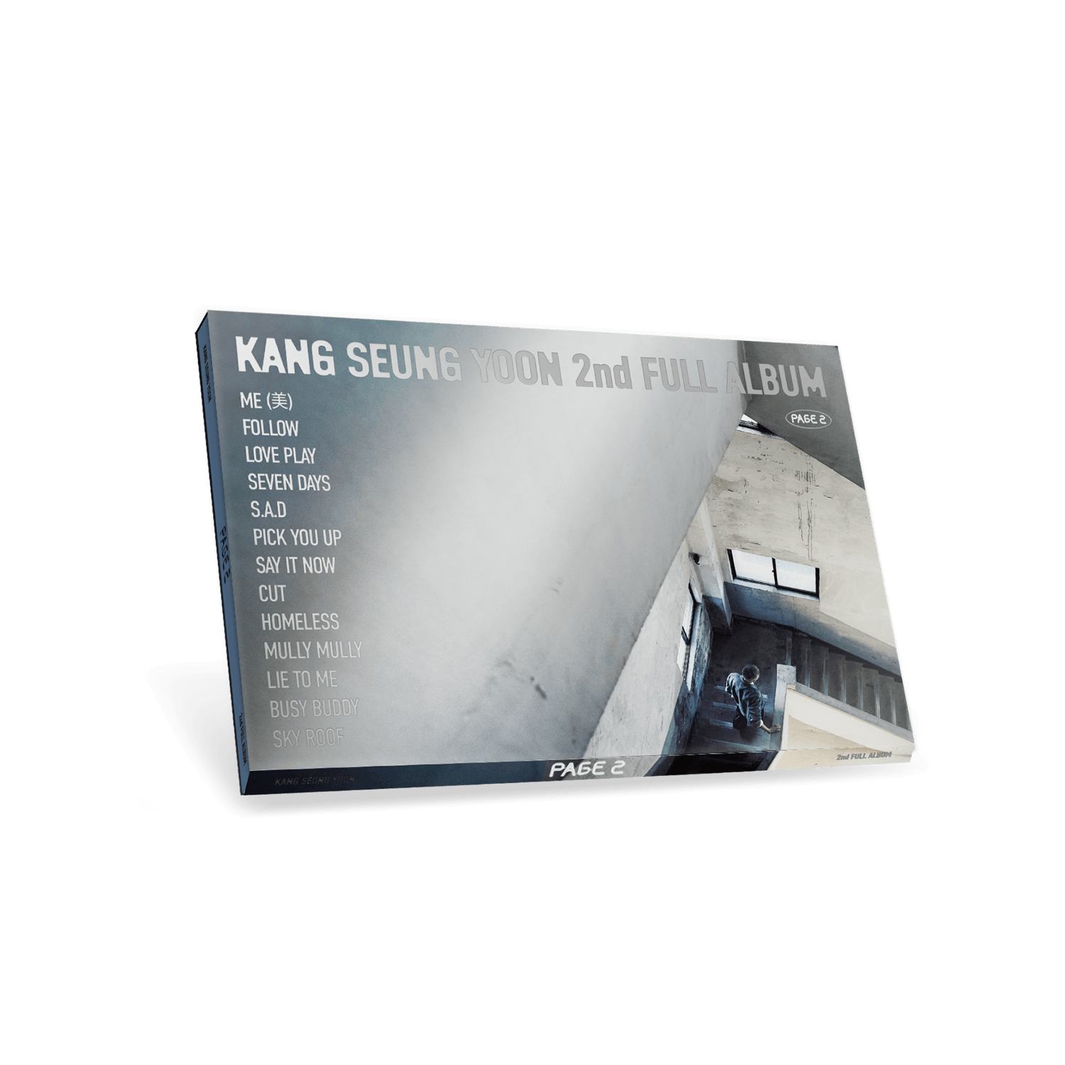KANG SEUNG YOON - 2nd FULL ALBUM [PAGE 2] OUTRO ver. - Album Kpop, pochette style visuel urbain sur fond noir