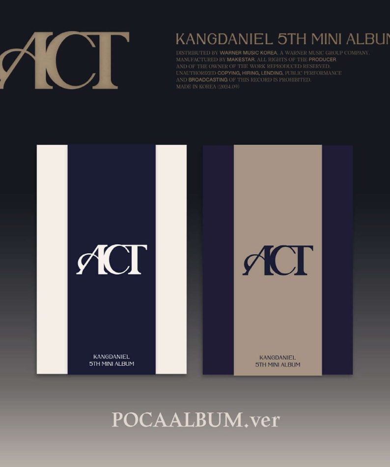 KANGDANIEL - 5 [ACT] (A VER., B VER.) POCA ALBUM (Set of 2) : coffret album Kpop, visuels ACT sur fond bleu/noir.
