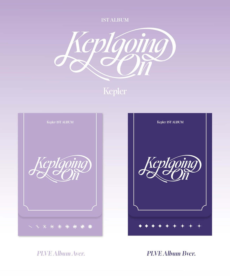 KEP1ER - 1st Album [Kep1going On] (PLVE Ver.) (Random) - album Kpop, jaquette violette Kep1going On sur fond pastel