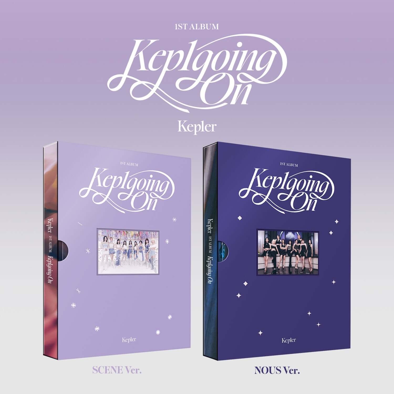 KEP1ER - 1st Album [Kep1going On] (Scene Ver. / Nous Ver.) (Random) - Album Kpop KEP1ER, coffrets violet & bleu