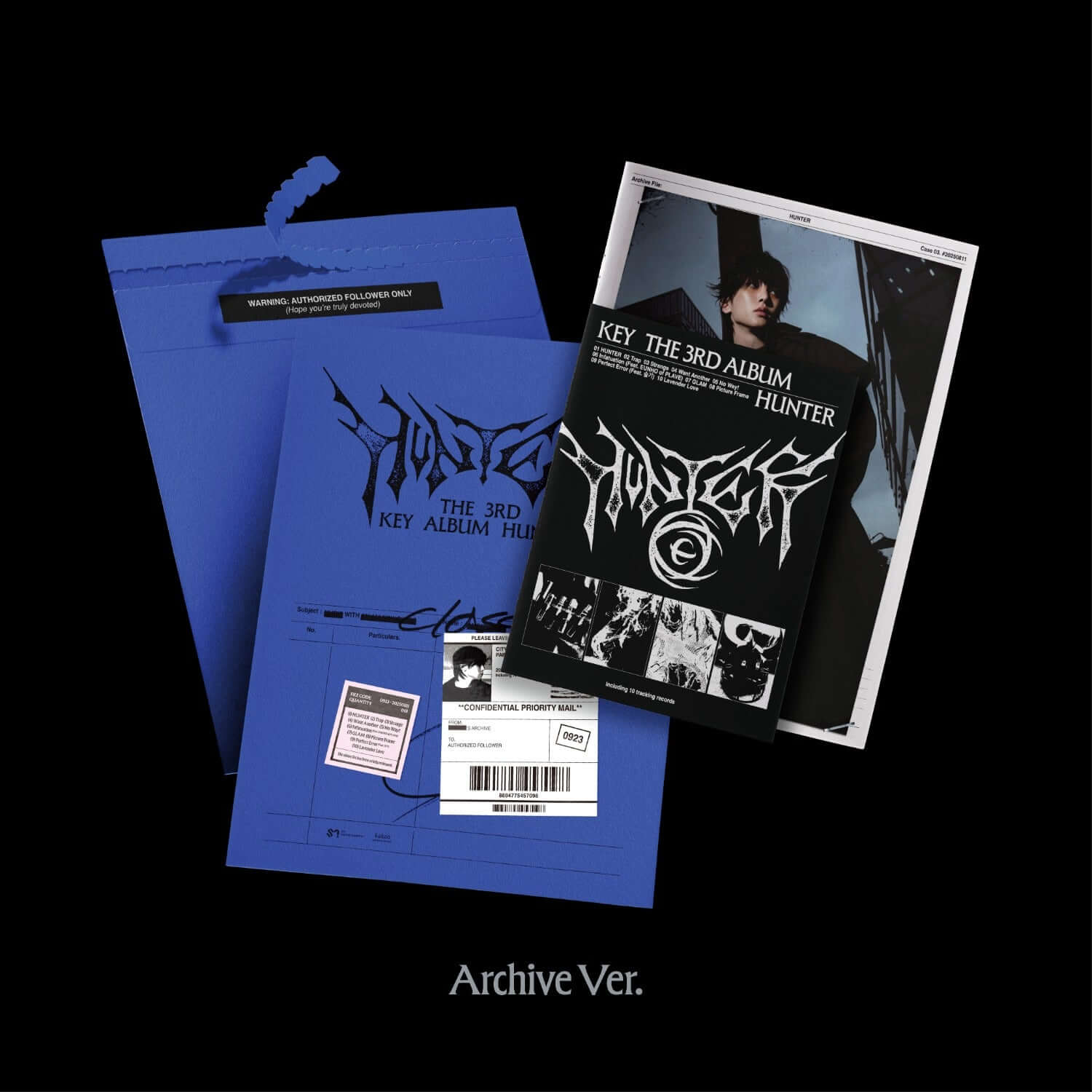 KEY - 3rd Album [HUNTER] (Archive Ver.) - Album Kpop : pack promo bleu-noir avec photo, édition Archive Ver. de KEY