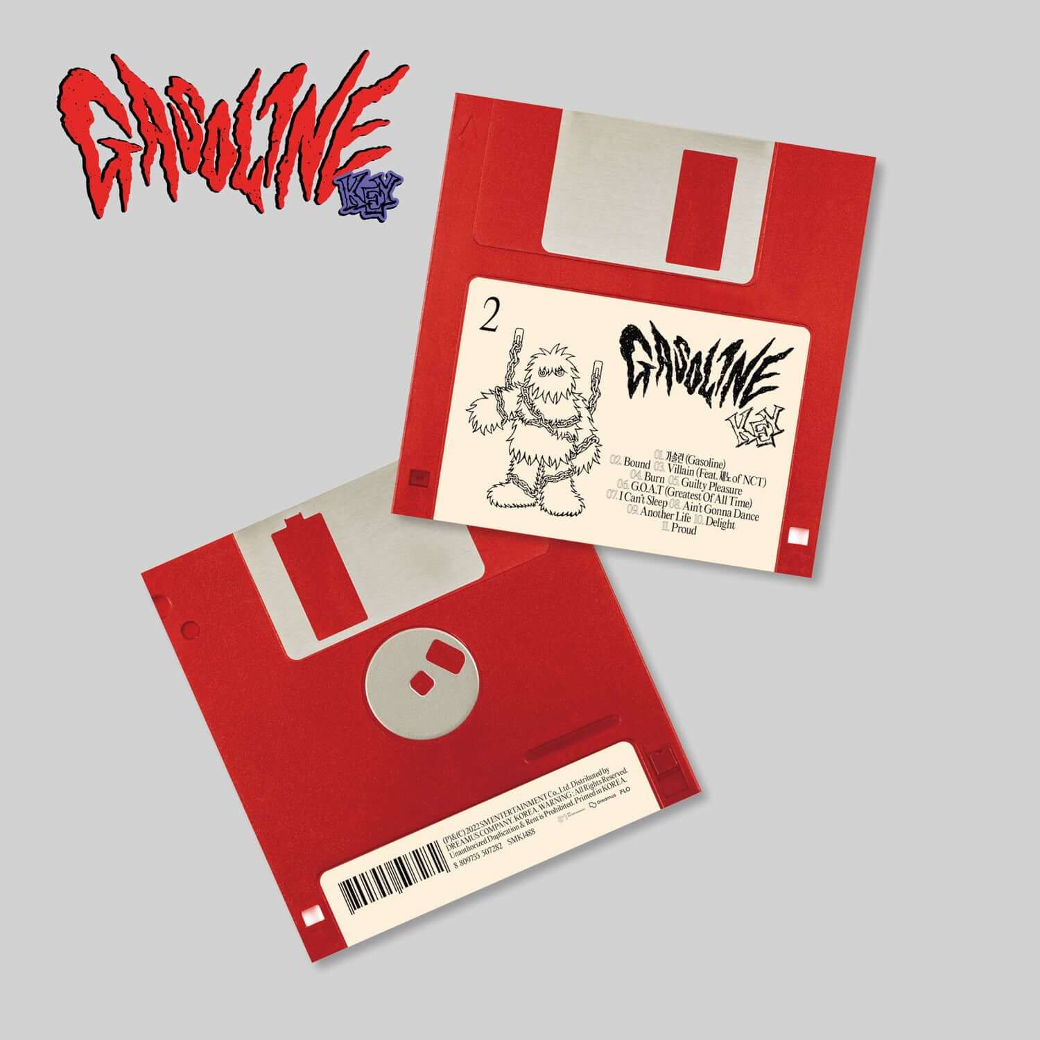 KEY - [Gasoline](Floppy Ver.) - Album Kpop de KEY, visuel packaging rouge et blanc sur fond clair