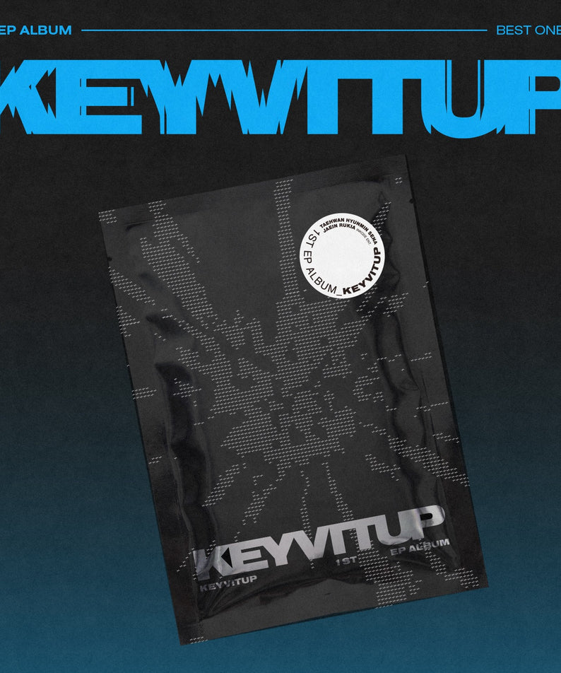 KEYVITUP - 1ST EP ALBUM [KEYVITUP] (BEST ONE Ver.) - Album Kpop : pochette noire, pack sur fond bleu, logo KEYVITUP