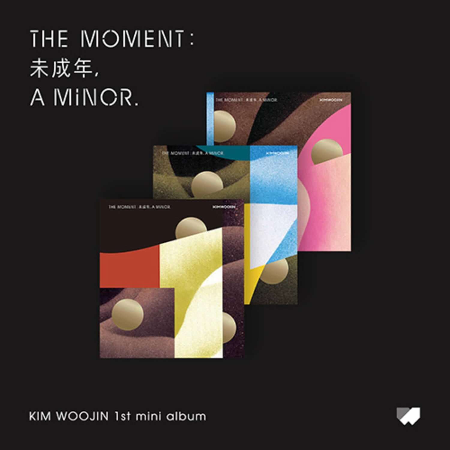 KIM WOOJIN - [The moment : 未成年, a minor.] (Version SET) - Album Kpop, cover noir avec 4 versions colorées