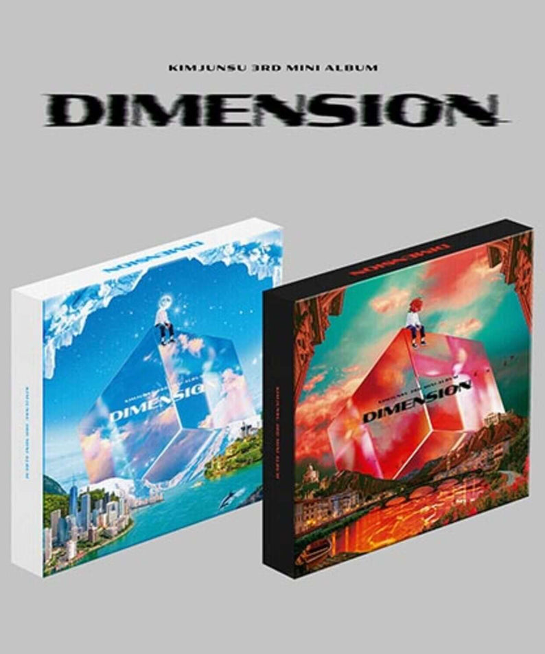 KIMJUNSU - 3rd Album [DIMENSION] 2 (Set) - Album Kpop : coffret complet, visuels cover bleue et rouge, fond gris