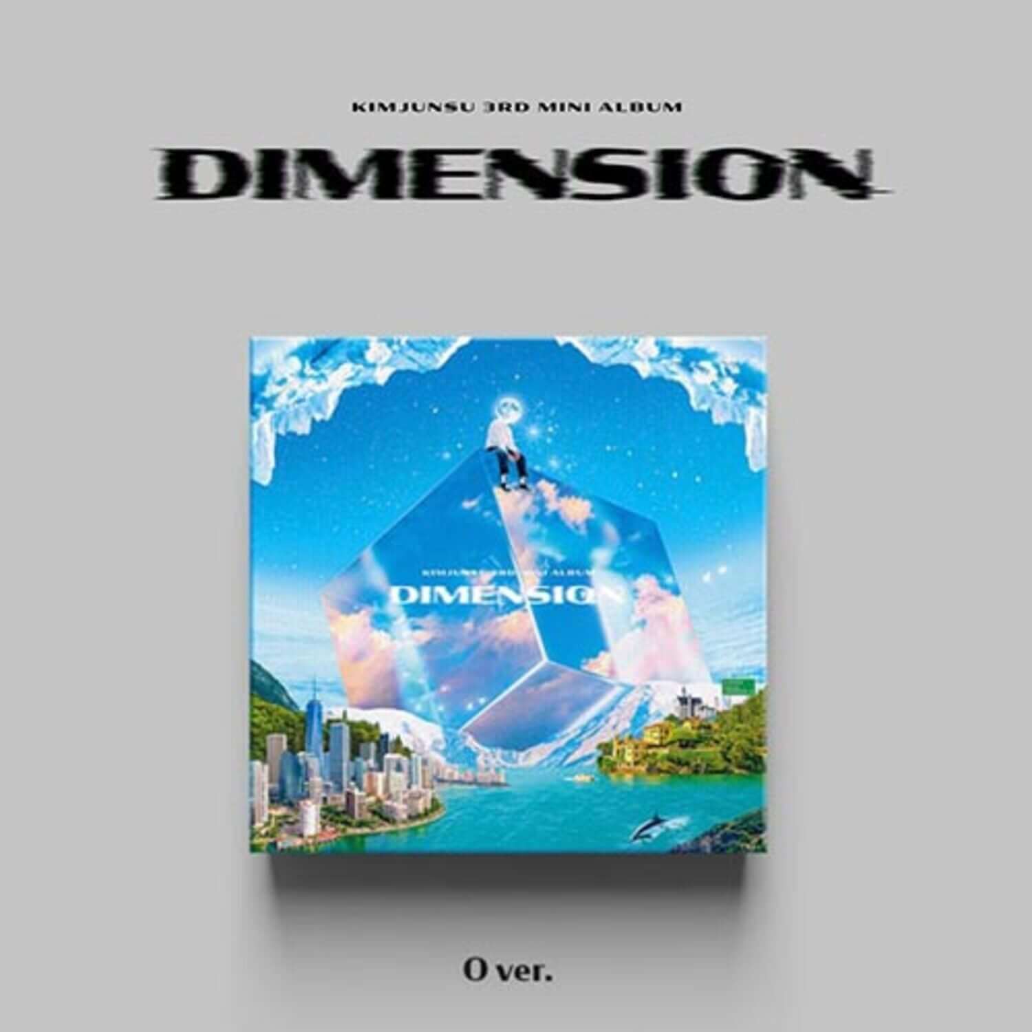 KIMJUNSU - 3rd Album [DIMENSION] O ver. - Album Kpop, cover officiel KIMJUNSU, design dimensions et ciel bleu