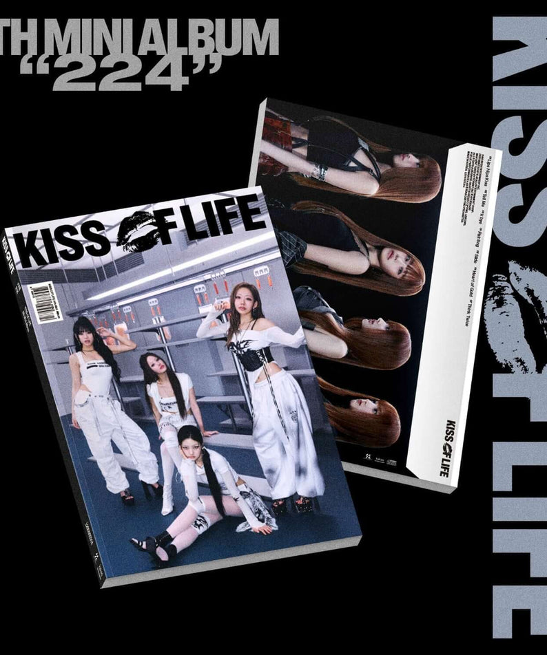 KISS OF LIFE - 4th Mini Album [224] (Magazine Ver.) - Album Kpop KISS & LIFE, visuel magazines noir et photo du groupe