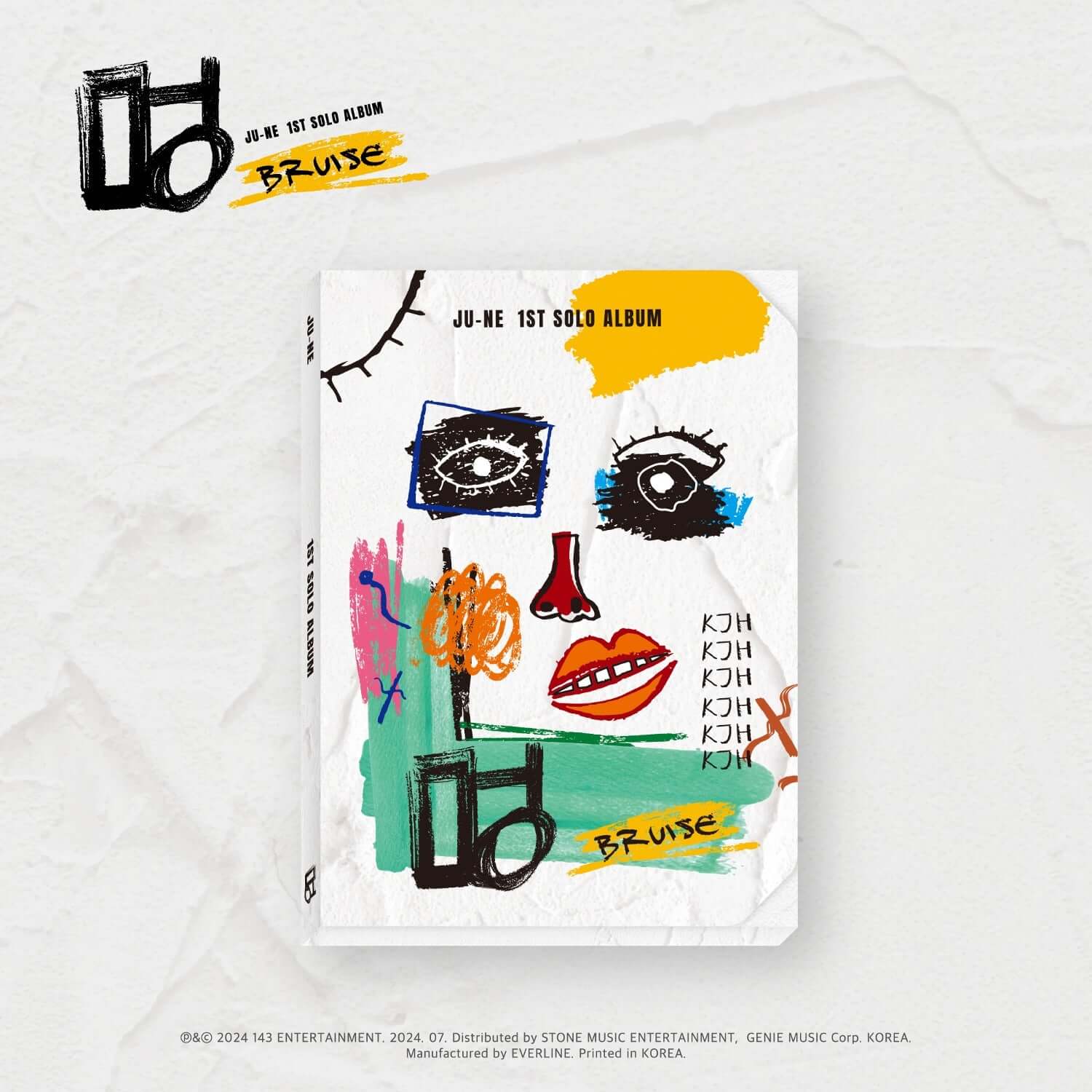 KOO JUNHOE - 1ST SOLO ALBUM - Album Kpop : jaquette colorée avec illustration graphique sur fond blanc, KOO JUNHOE