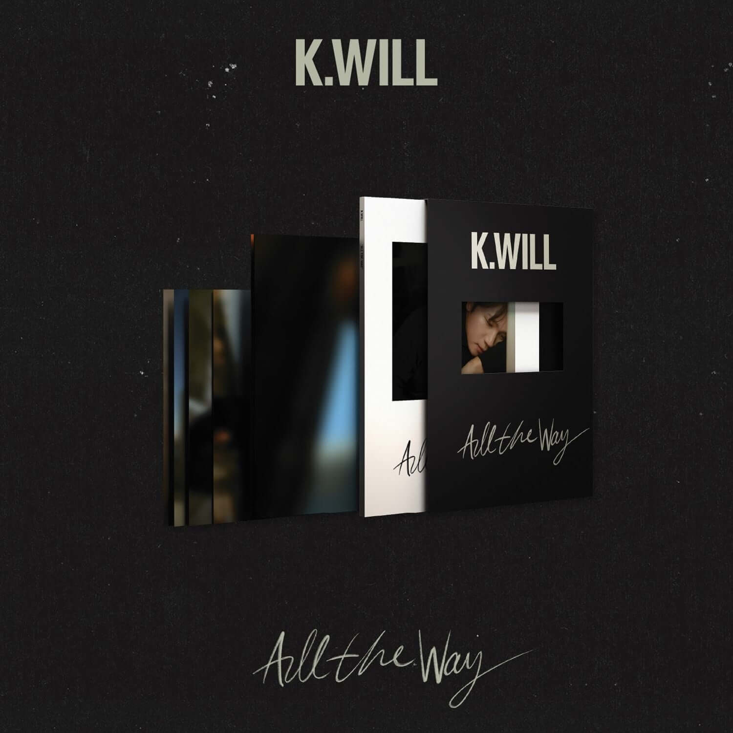 K.WILL - 7th Album [All The Way] - Album Kpop : pochette noire sur fond sombre, style K-pop du chanteur K.WILL.