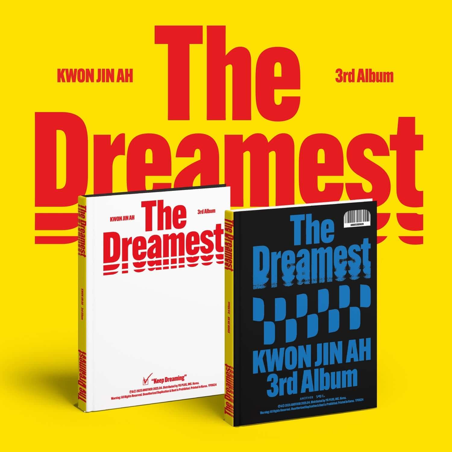 KWON JINA - 3rd Album [The Dreamest] - Album Kpop : jaquette The Dreamest, deux versions, fond jaune lumineux, KWON JINAH