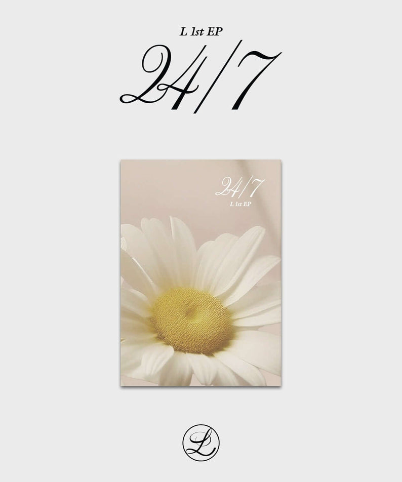 L - 1st EP [24/7] (Rising ver.) - Album Kpop L, couverture fleur blanche; album photo sur fond clair, concept Rising