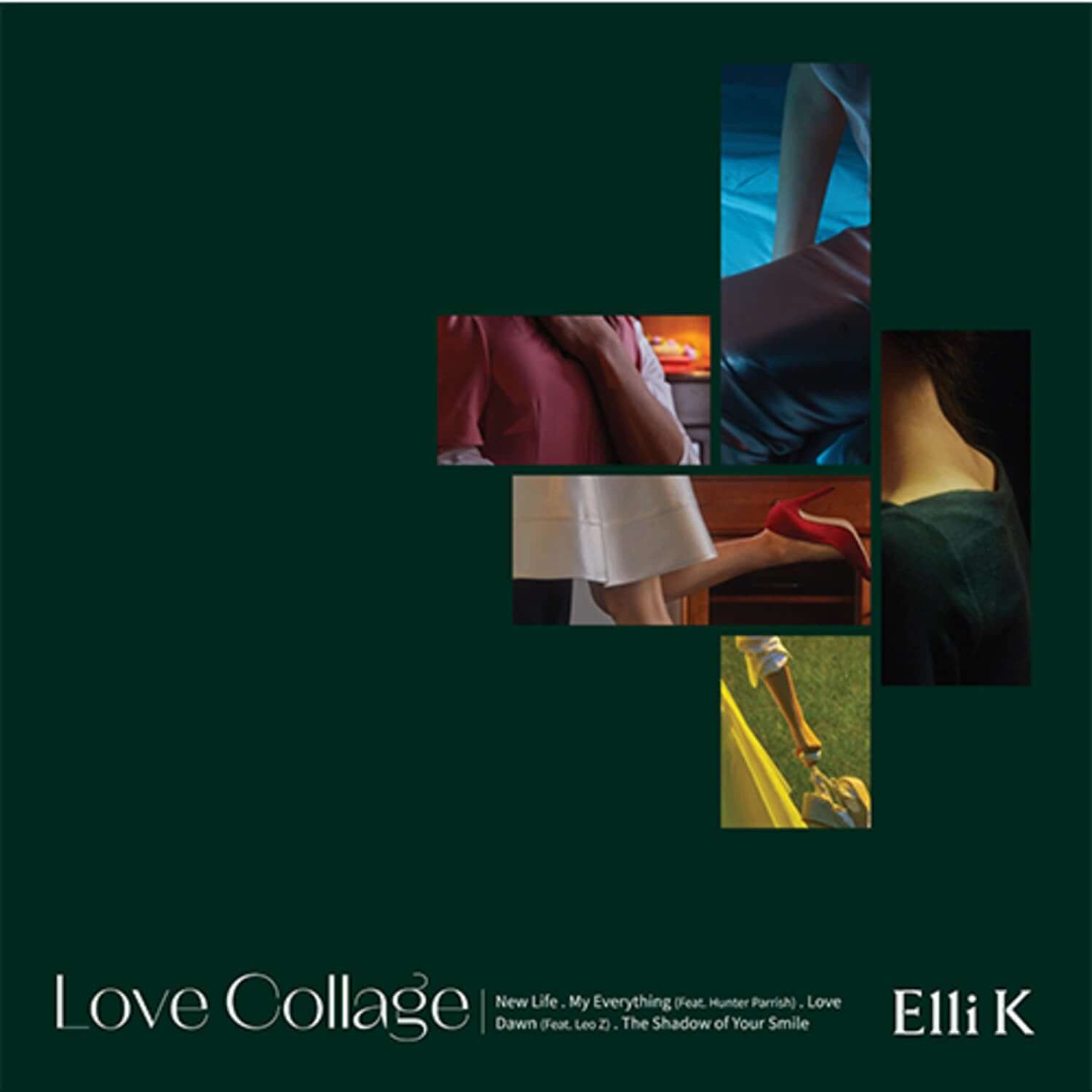 L (KIM MYUNGSOO) - EP [LOVER COLLAGE] - Album Kpop : collage mode aux tons verts, photos lifestyle, couverture Love Collage