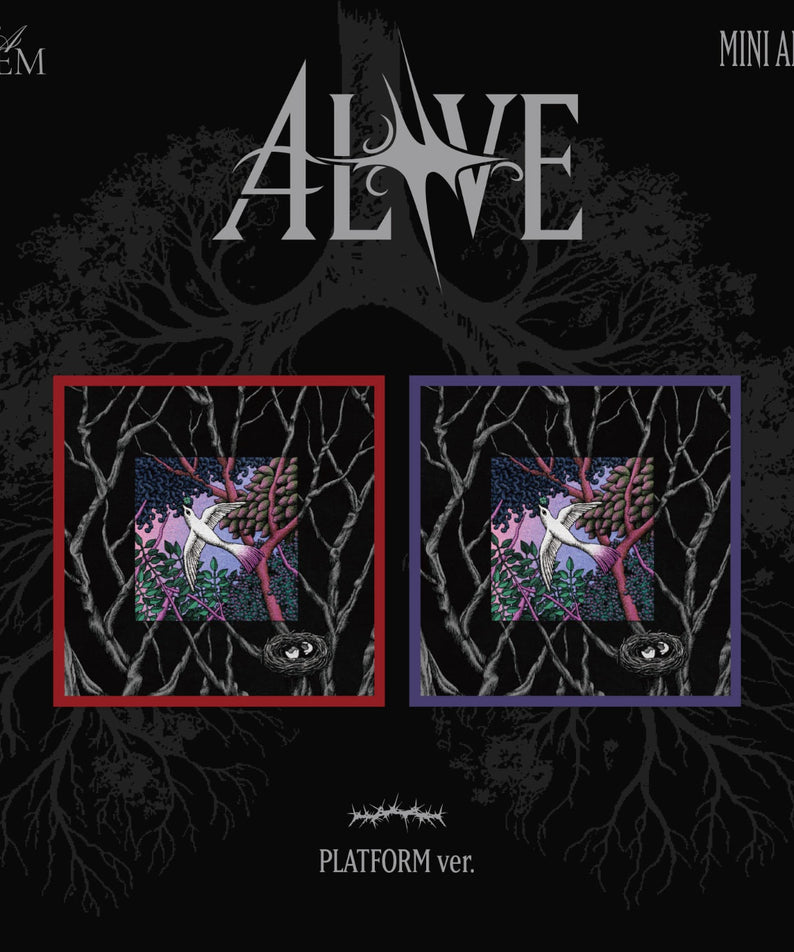 LA POEM - 3rd Album [ALIVE] (Platform Ver.) (Random 1 of 2) - Album Kpop, pochette noire “ALIVE” et visuels graphiques