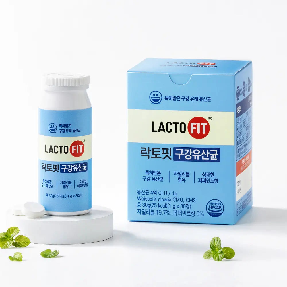 LACTO-FIT Oral Probiotics 30 Tablets (1 Month Supply) de la marque LACTO FIT, boîte et flacon sur fond blanc