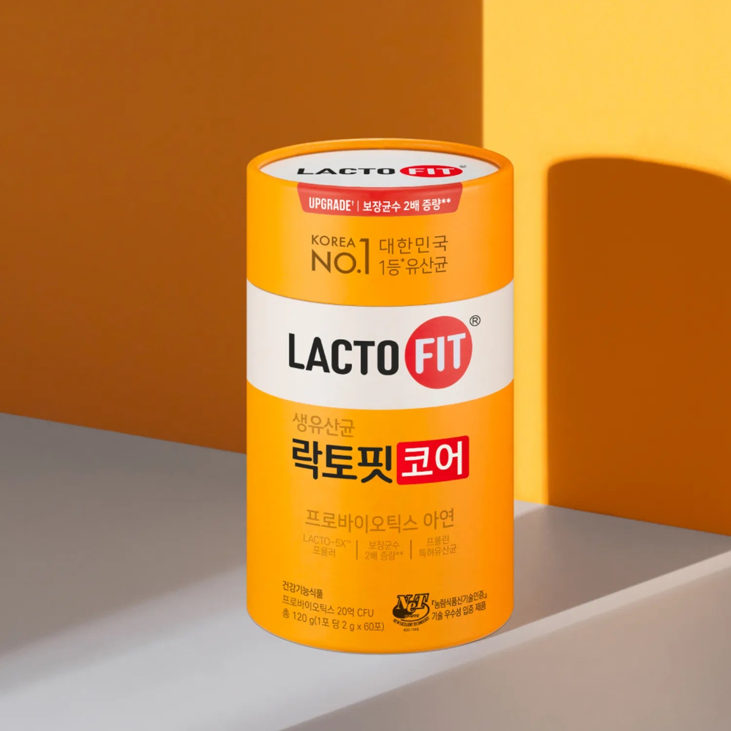 LACTO-FIT Probiotics Core 60 Sticks de la marque LACTO-FIT, photo du packaging sur fond orange.