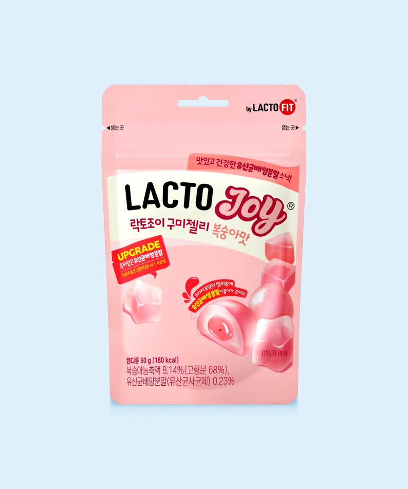 LACTO-FIT Probiotics Gummy Jelly Peach Flavor 5 Packs 250g, pack rose de probiotiques LACTO-FIT, sur fond bleu