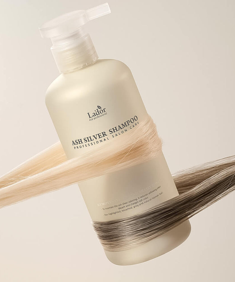 LADOR ASH Silver Shampoo 300ml pour cheveux, soin professionnel argenté, bouteille de 300ml avec brillance éclatante