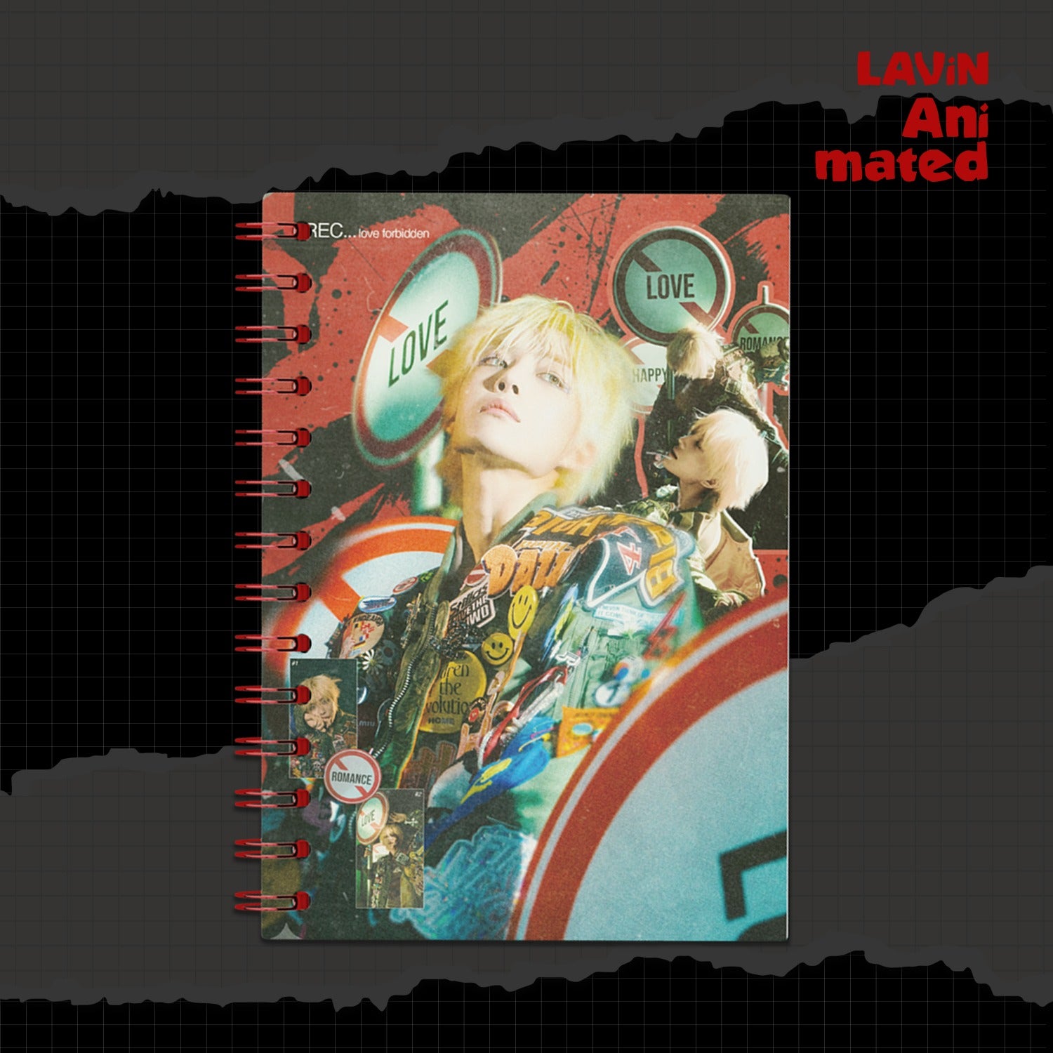 LAVIN - [Animated] - Album Kpop, couverture animée avec LAVIN et graphismes LOVE sur fond sombre, style Kpop.