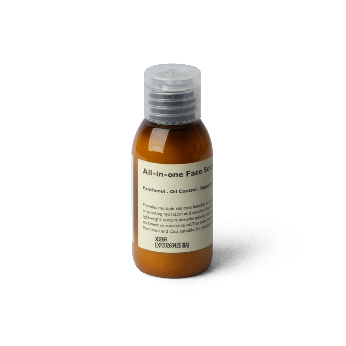 LAZY SOCIETY ALl-in-One Face Solution 50ml, flacon brun sur fond noir : solution visage multi-usage, marque LAZY SOCIETY.