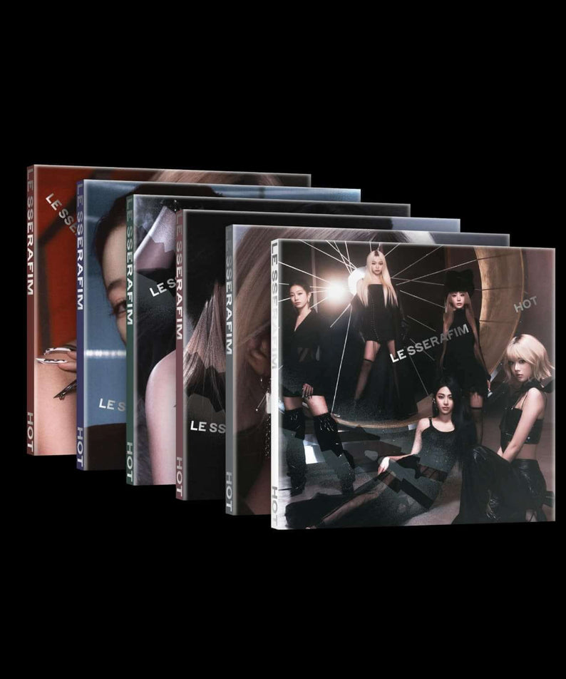 LE SSERAFIM - 5th Mini Album [HOT] (COMPACT ver.) (Random 1 of 6) - Album Kpop, pack de pochettes sur fond noir