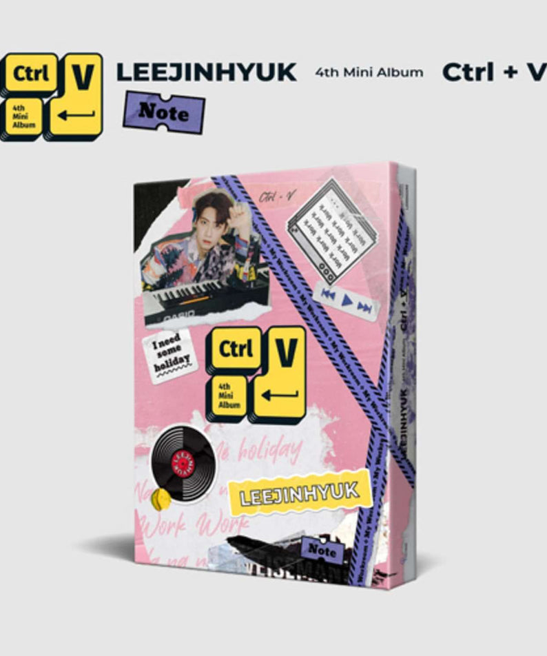 LEE JINHYUK - 4th Mini Album [Ctrl+V] (Note ver.) - Album Kpop, visuel couverture rose, concept Ctrl+V, note et sticker.