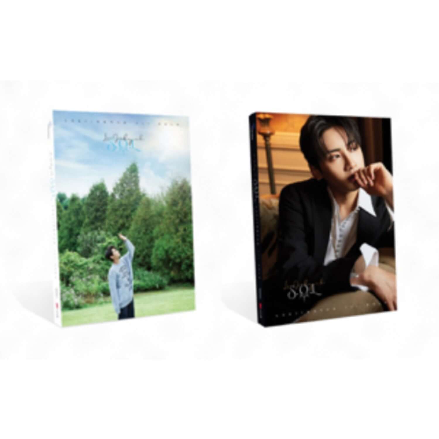 LEE JINHYUK - [S.O.L] (PURE VER. + GOLD VER.) - Album Kpop, visuel boîtiers duo, portrait studio sur fond clair.