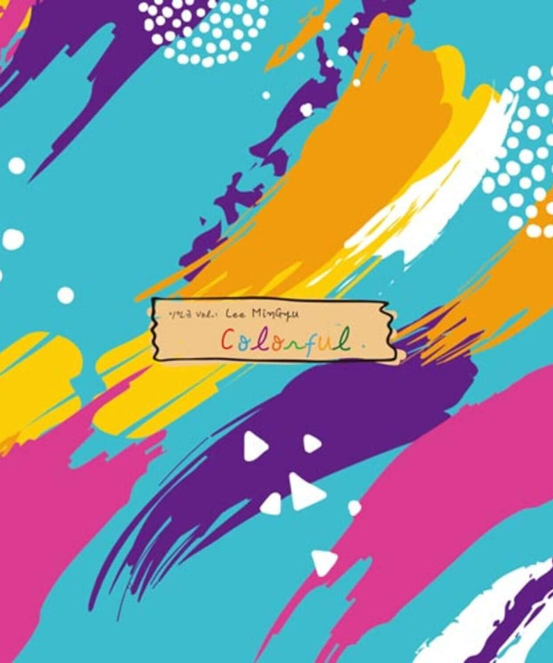 LEE MINGYU - [Colorful] - Album Kpop : pochette aux couleurs vives, illustration dynamique et logo Play