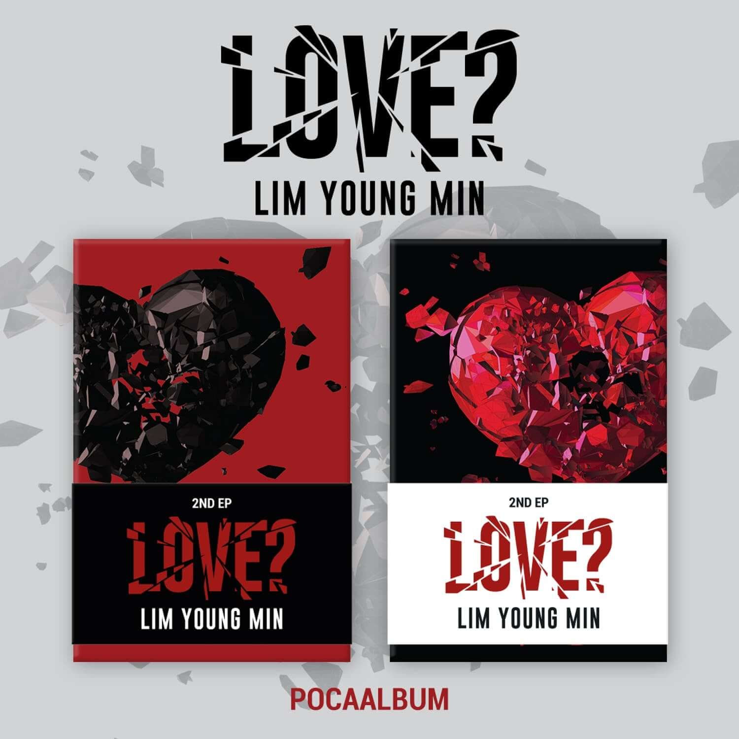 LIM YOUNGMIN - 2nd EP [LOVE?] (Random) - Album Kpop avec jaquettes rouges/noires, papillons, rendu collage sur fond clair