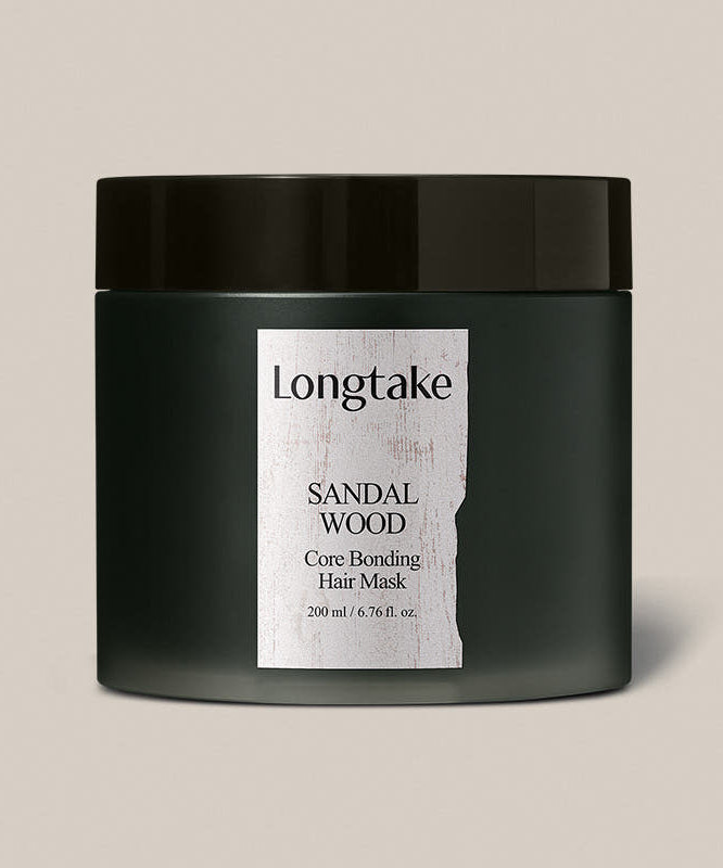 LONGTAKE Core Bonding Perfume Hair Mask Hair Pack 200ml, pot noir Longtake sur fond clair, gros plan produit