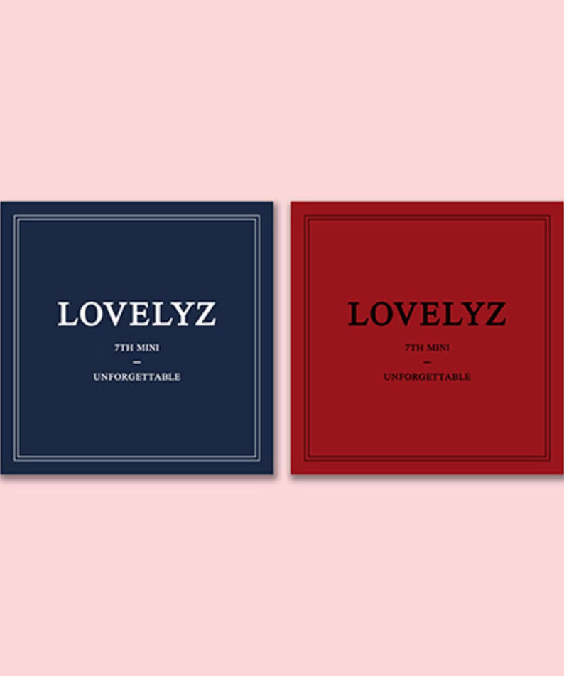 LOVELYZ - [UNFORGETTABLE] - Album Kpop, coffrets photo bleu et rouge, style mature audacieux, sur fond rose