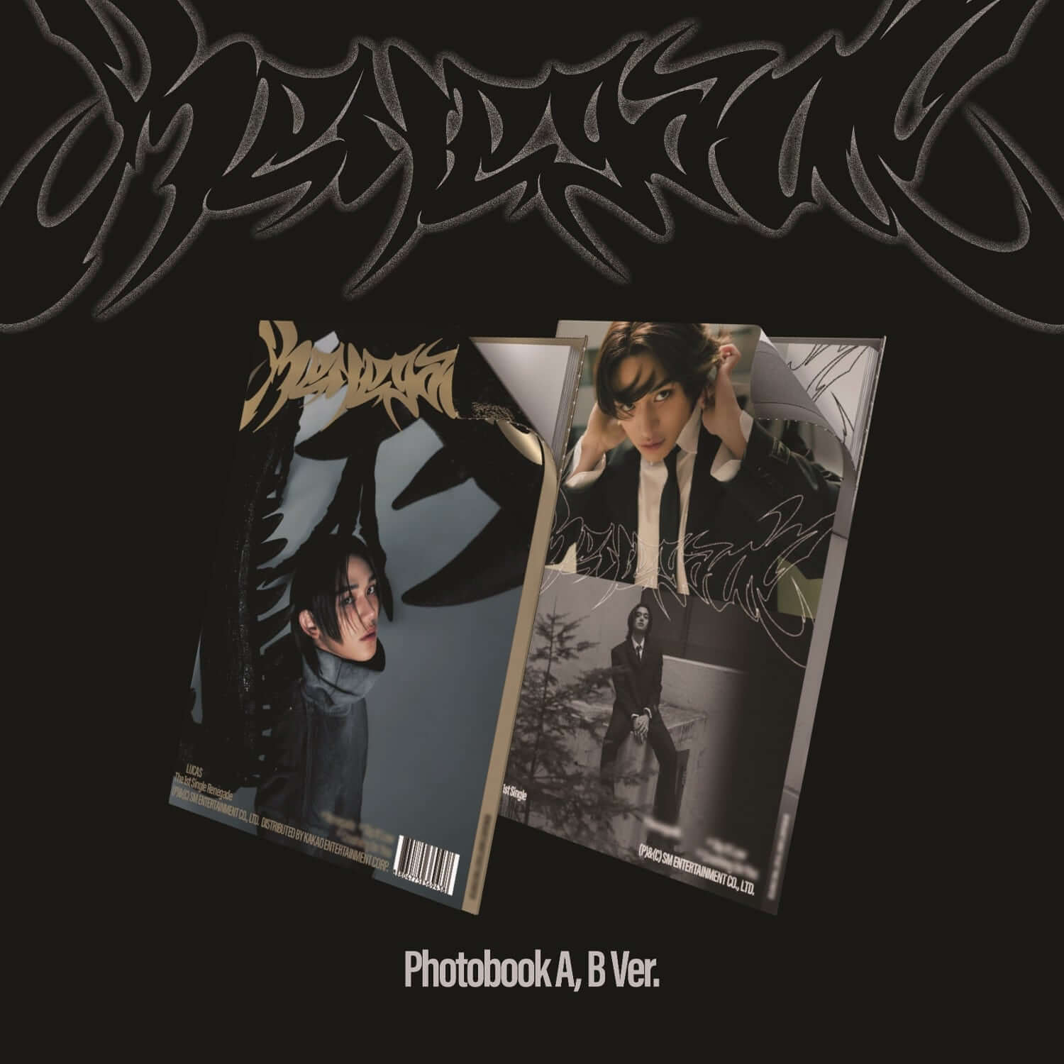 LUCAS - 1st Album [Renegade] (Photo Book Ver.) (Random 1 of 2) - Album Kpop, photo book noir & visuel street.