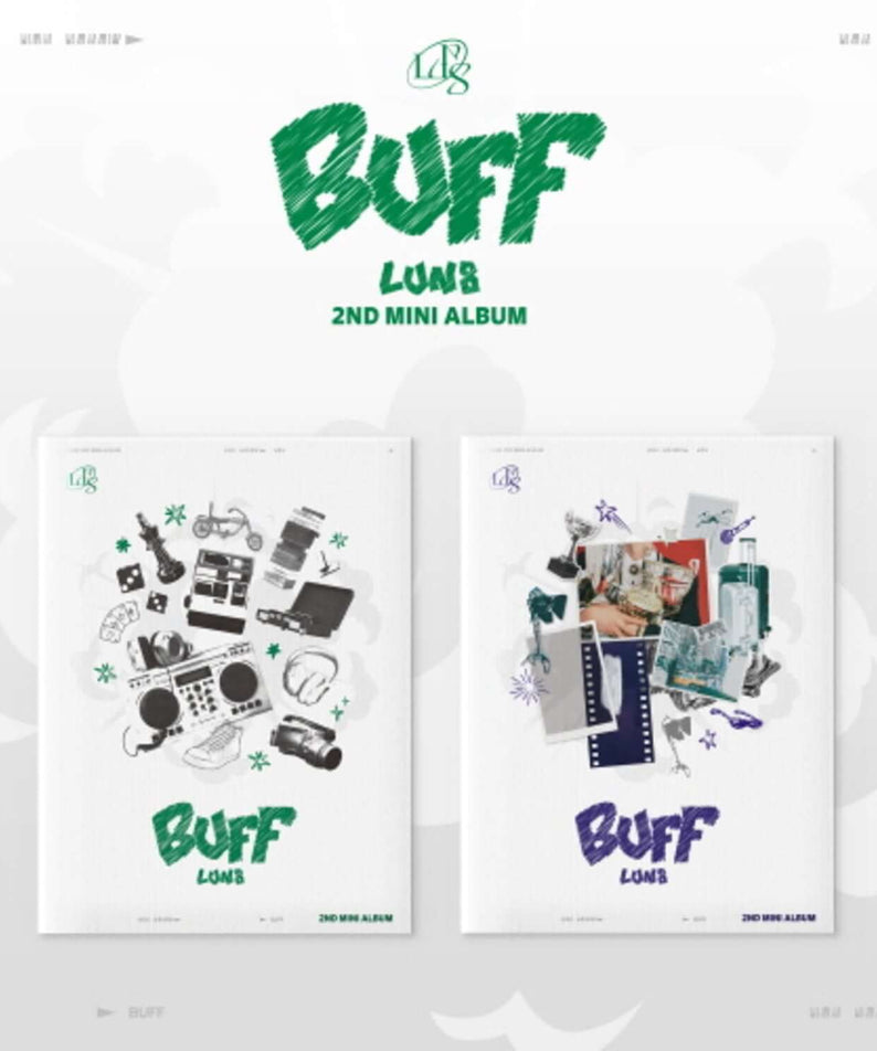 LUN8 - 2nd Mini Album [BUFF] (Set of 2) - Album Kpop : coffret BUFF vert, deux pochettes affichées sur fond clair.