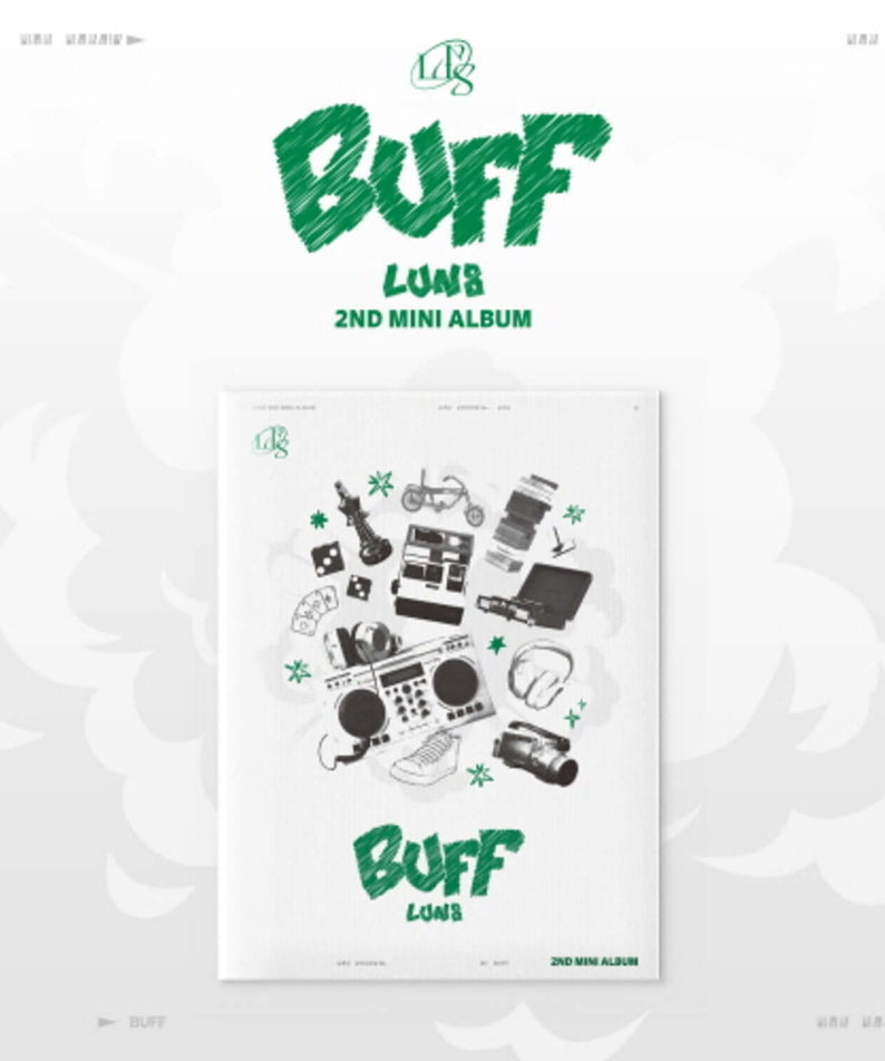 LUN8 - 2nd Mini Album [BUFF] (Timecapsule ver.) - Album Kpop, couverture vertes sur fond clair avec logo LUN8