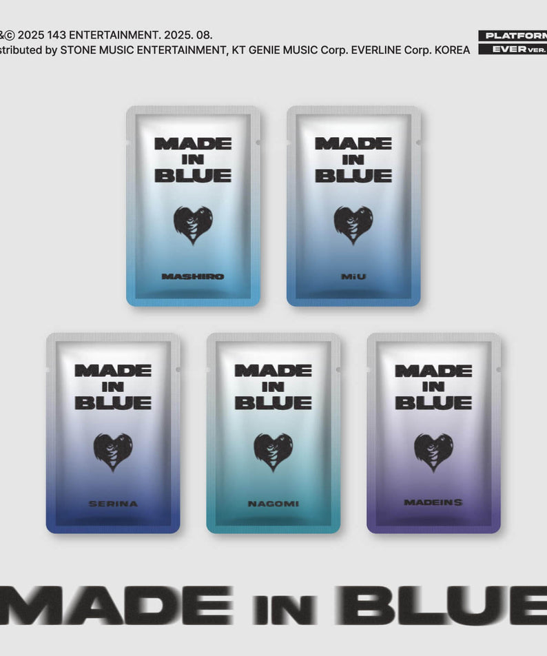 MADEIN S - [MADE in BLUE] (MASHIRO.ver/MiU.ver/SERINA.ver/NAGOMI.ver/MADEIN S.ver) (Random) - Album Kpop, pochettes bleu.