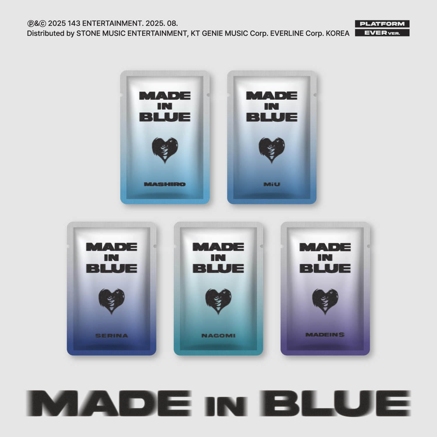 MADEIN S - [MADE in BLUE] (MASHIRO.ver/MiU.ver/SERINA.ver/NAGOMI.ver/MADEIN S.ver) (Set of 5) Album Kpop, coffret visuel