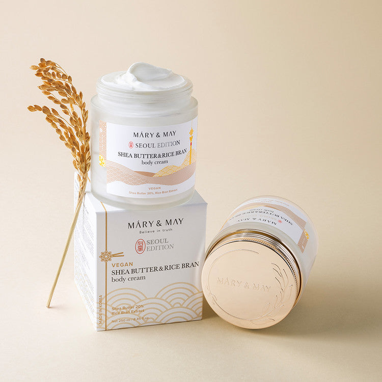 MARY & MAY Shea Butter & Rice Bran body Cream disponible sur Ma petite Coree, ton Eshop 100% K-beauty en direct de Seoul