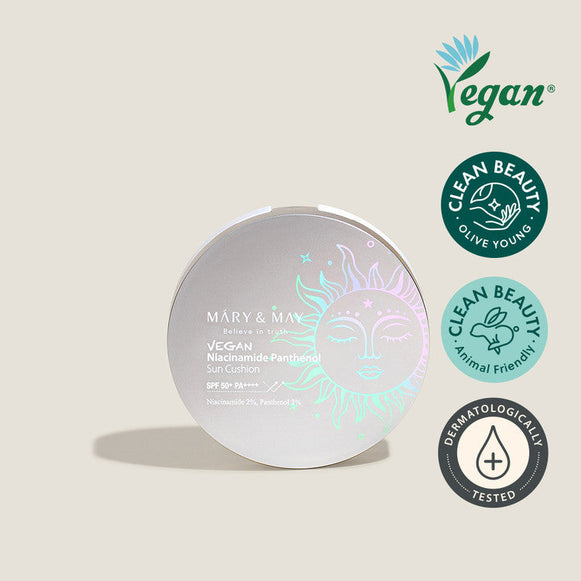 MARY & MAY Vegan Niacinamide Panthenol Sun Cushion SPF 50+ PA++++ disponible sur Ma petite Coree, ton Eshop 100% K-beauty en direct de Seoul