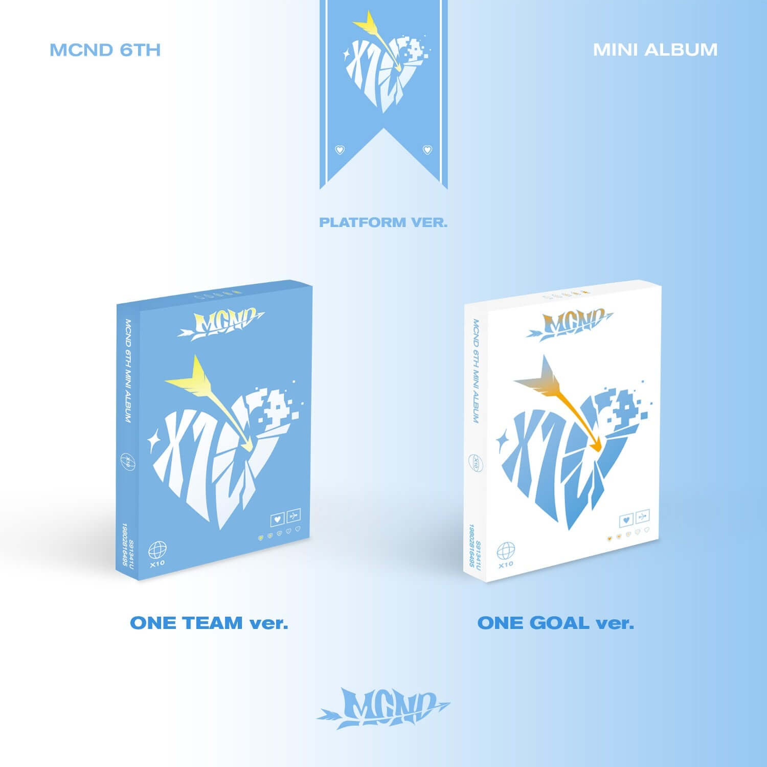 MCND - 6th Album [X10] (Platform) ONE TEAM ver. - Album Kpop : boîte album bleue, visuel studio, marque MCND