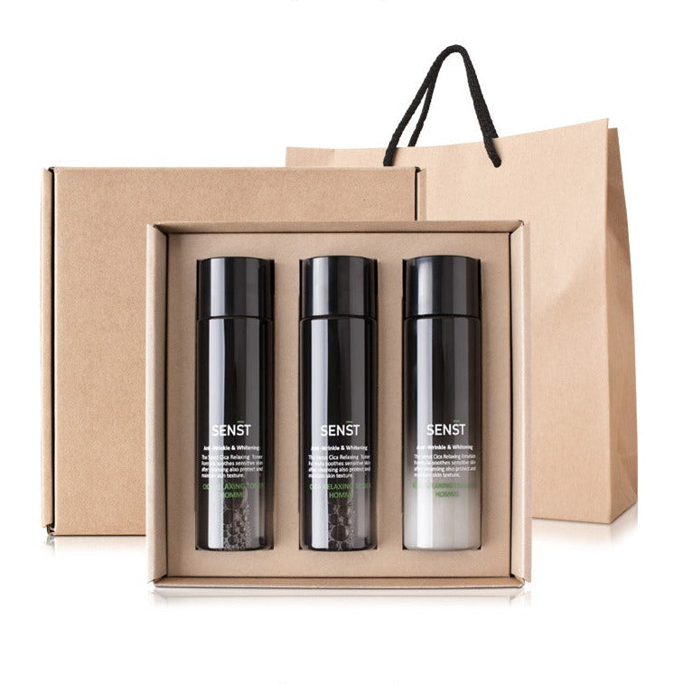 MEDIFLOWER Senst Cica Relaxing Homme 3 Pieces : coffret avec 3 flacons sur fond blanc, marque MEDIFLOWER.
