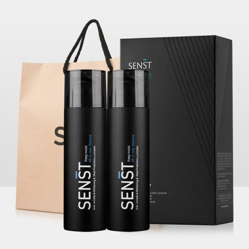 MEDIFLOWER Sent Men's Keep Moist All-in-One Homme 150ml X2 : packs noirs, sacs et boîte, fond clair, marque MEDIFLOWER