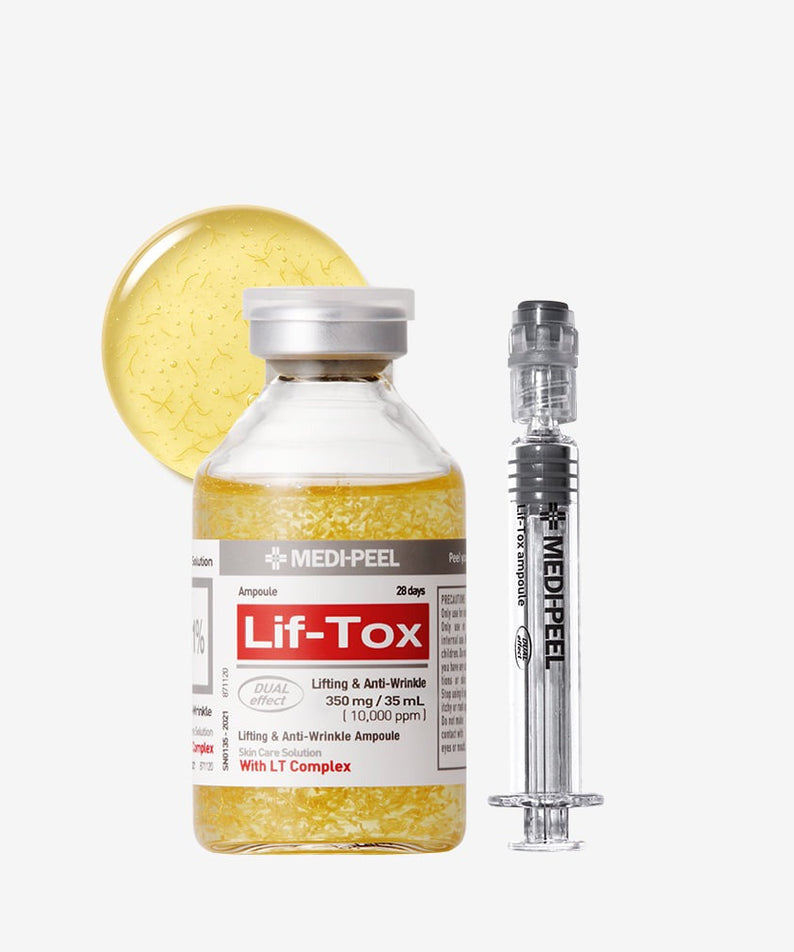 Produit de soin anti-âge MEDIPEEL Leaf Tox Ampoule 35ml avec seringue. Formule liftante et anti-rides. Acheter MEDIPEEL Leaf Tox Ampoule 35ml.