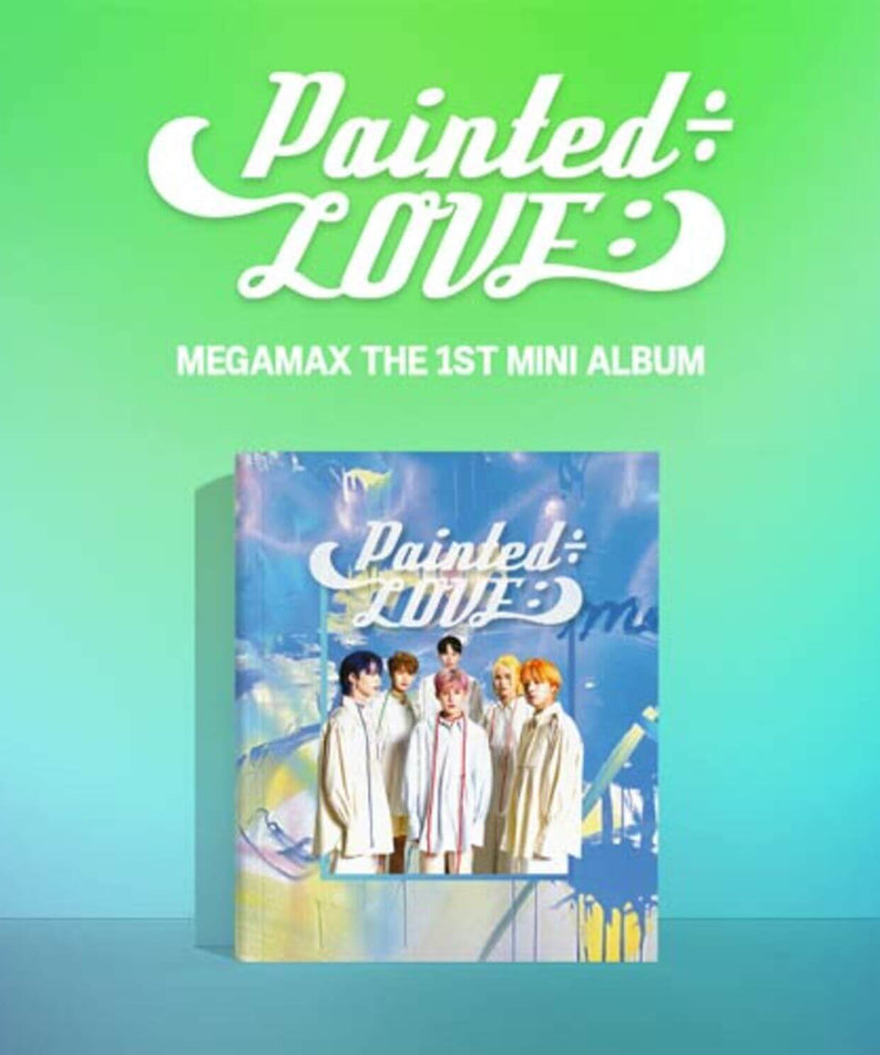 MEGAMAX - [Painted÷LOVE:)](BLUE ver. ) - Album Kpop : pochette bleu et visuel “Painted:LOVE” sur fond dégradé