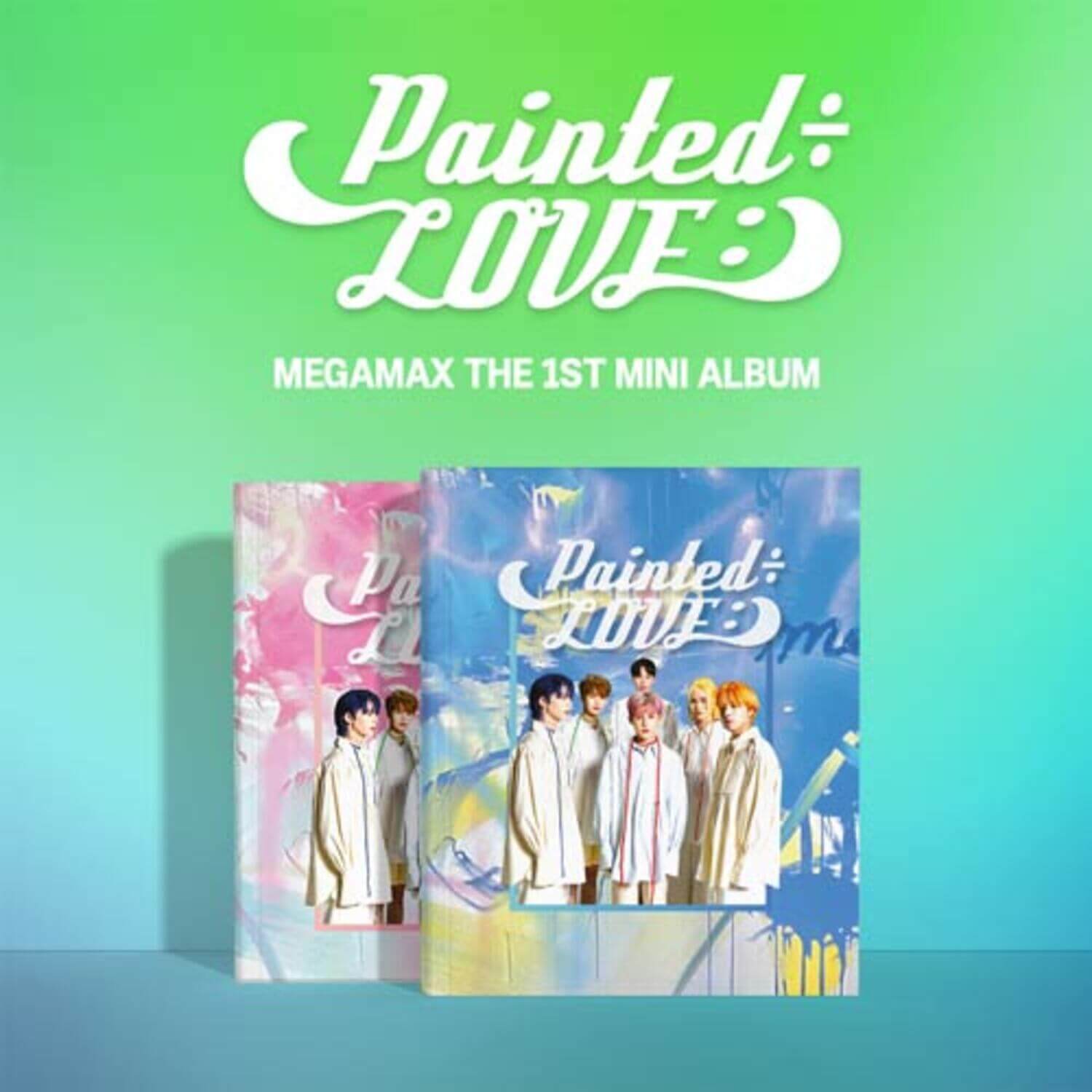 MEGAMAX - [Painted÷LOVE:)](SET) - Album Kpop : coffret mini album Painted:Love MEGAMAX, visuel publicitaire coloré