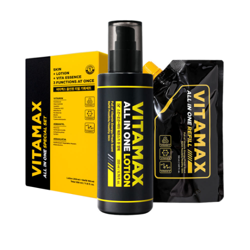 MIFF All-in-One Lotion 200ml + Refill 150ml Special Set, flacon et recharge, marque MIFF sur fond blanc