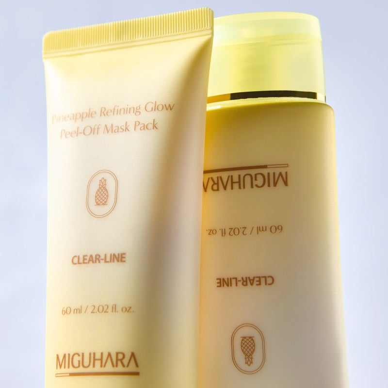 MIGUHARA Pineapple Refining Glow Peel Off Mask Pack 60ml de la marque MIGUHARA, masques jaune sur fond bleu